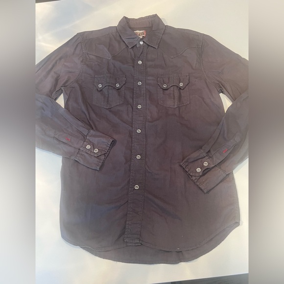 Vintage Red Other - Vintage‎ Red Brand Gray Blue Long Sleeve Pearl Snap Western Shirt Mens Medium